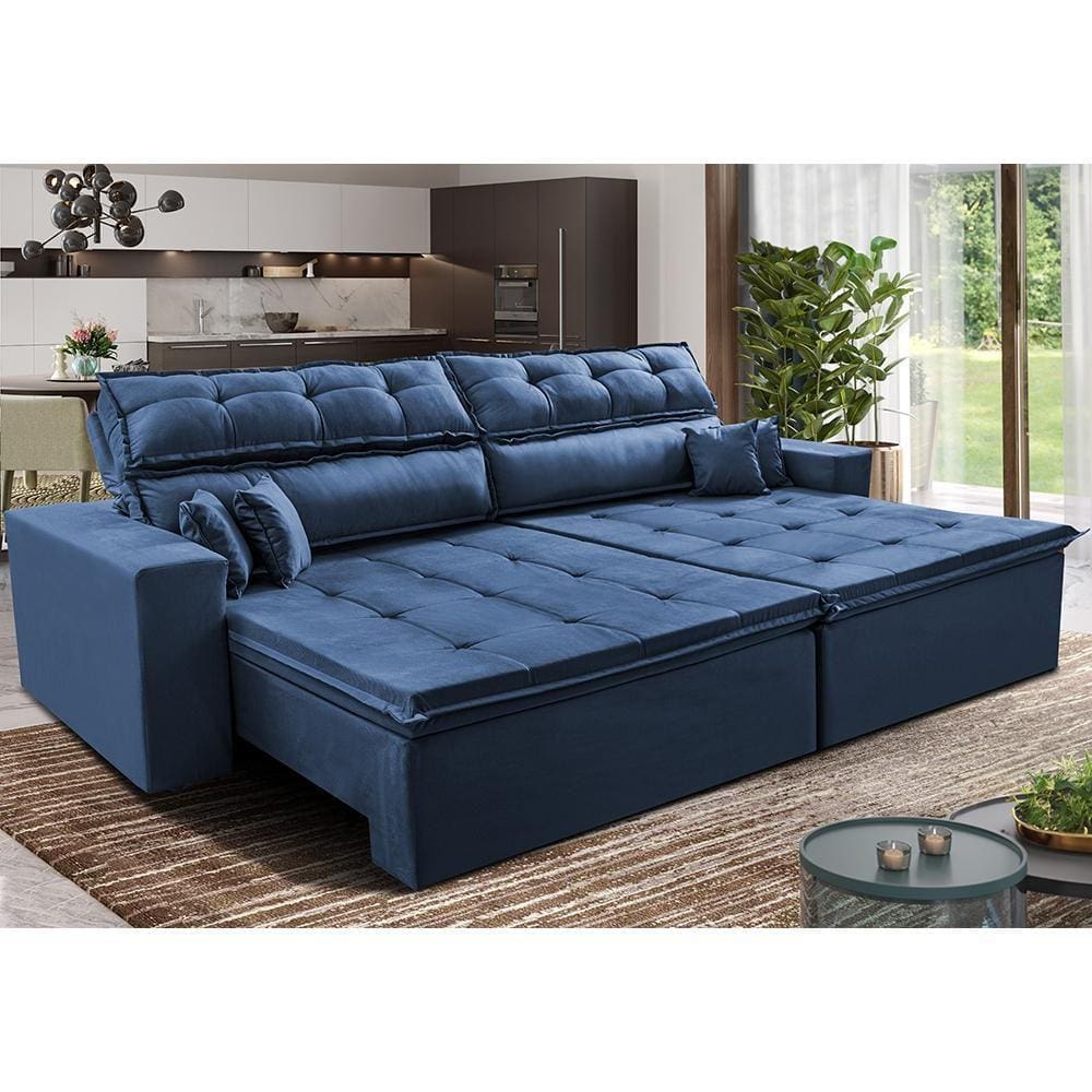 Sofá Retrátil e Reclinável 3,12m Luxos. Cama inBox Velusoft