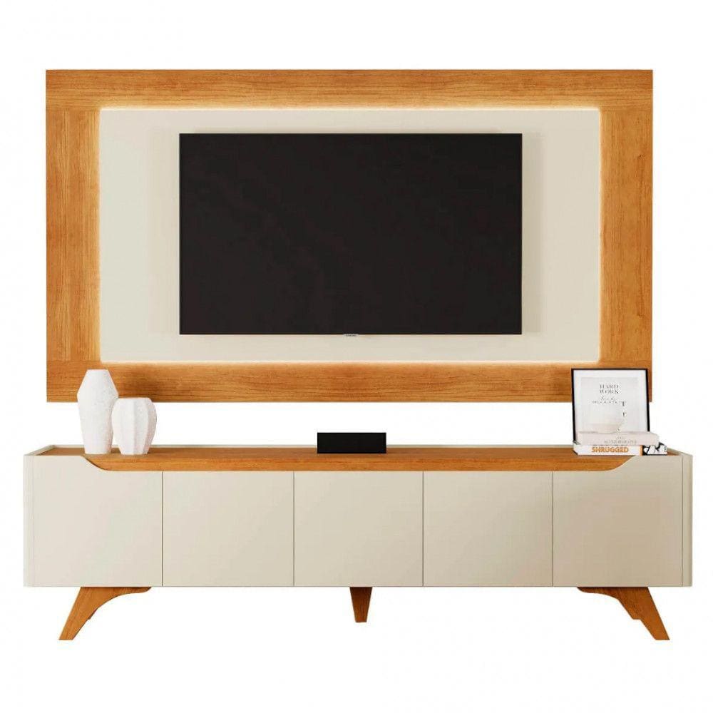 Painel com Rack Grecia com Led Tv 65 Mavaular