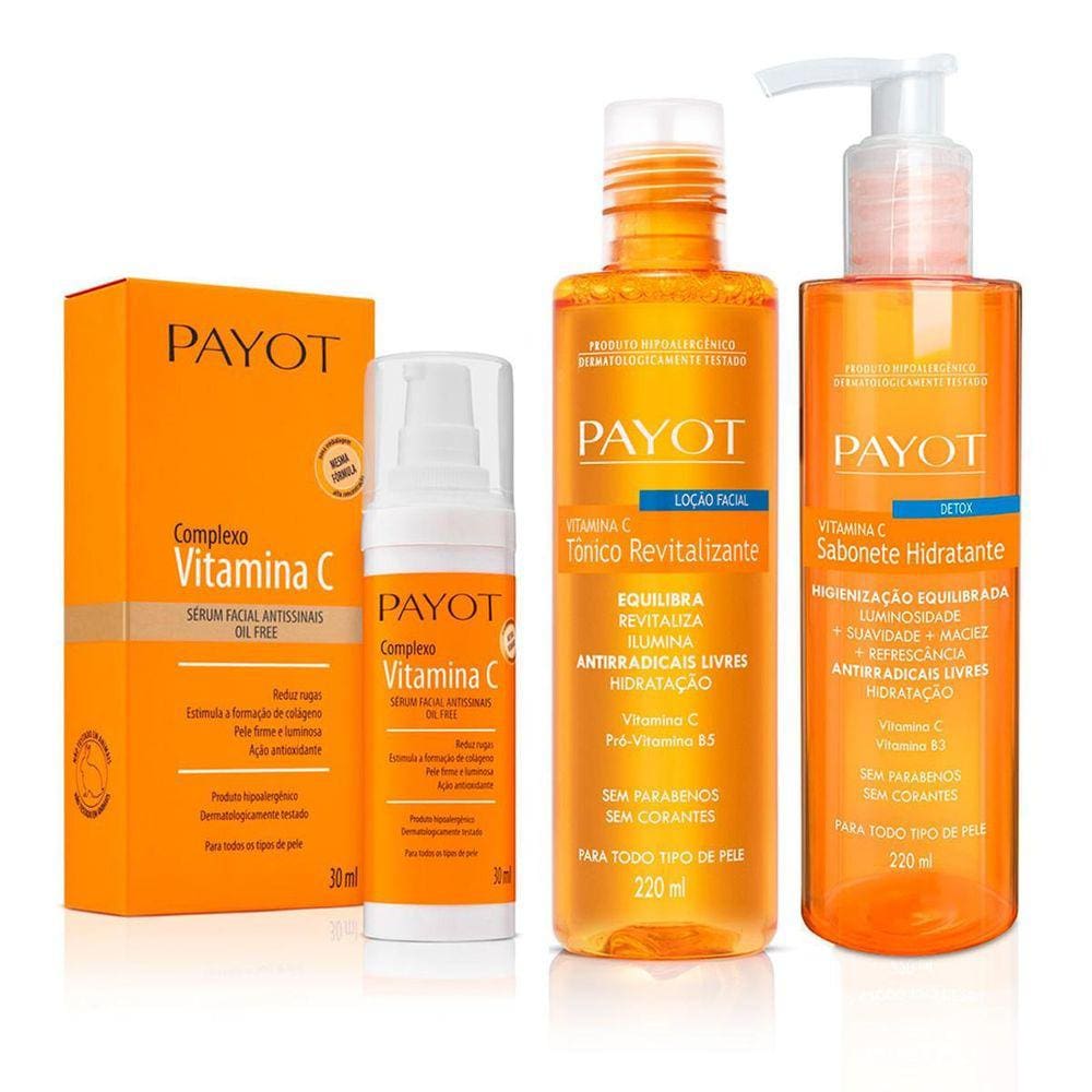 Kit Limpeza Tonificação E Tratamento Facial Vitamina C Payot