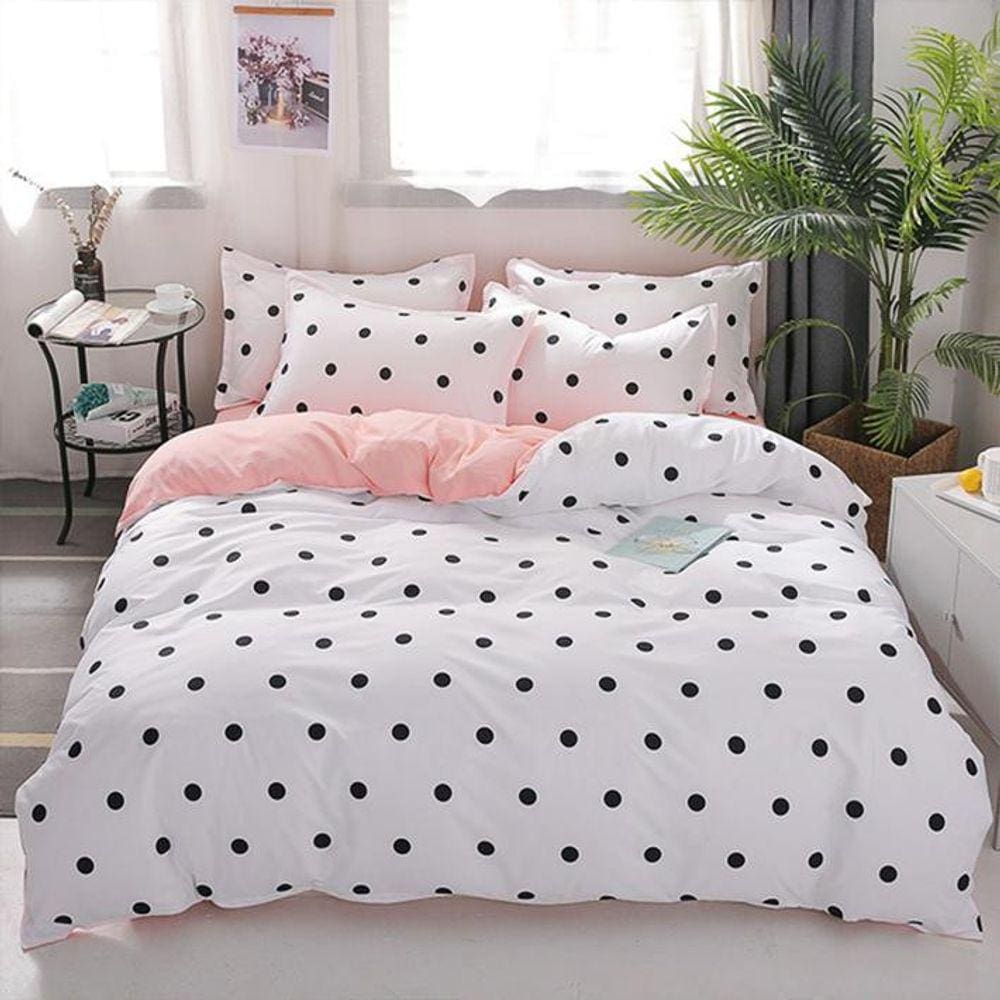 Roupa De Cama Casal King 6 Peças Pin Up Com Edredom Bicolor