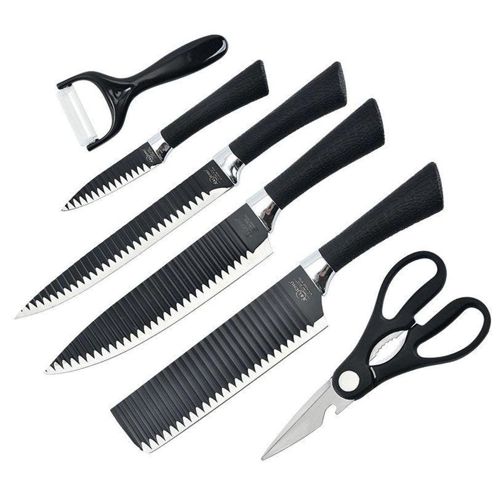 Kit De Facas Antiaderentes Churrasco: Faqueiro 6 Peças Inox