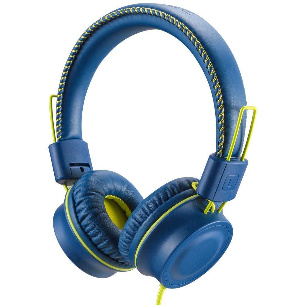 Fones de ouvido POWMEE M2 Kids com fio, dobráveis, ajustáveis, azuis