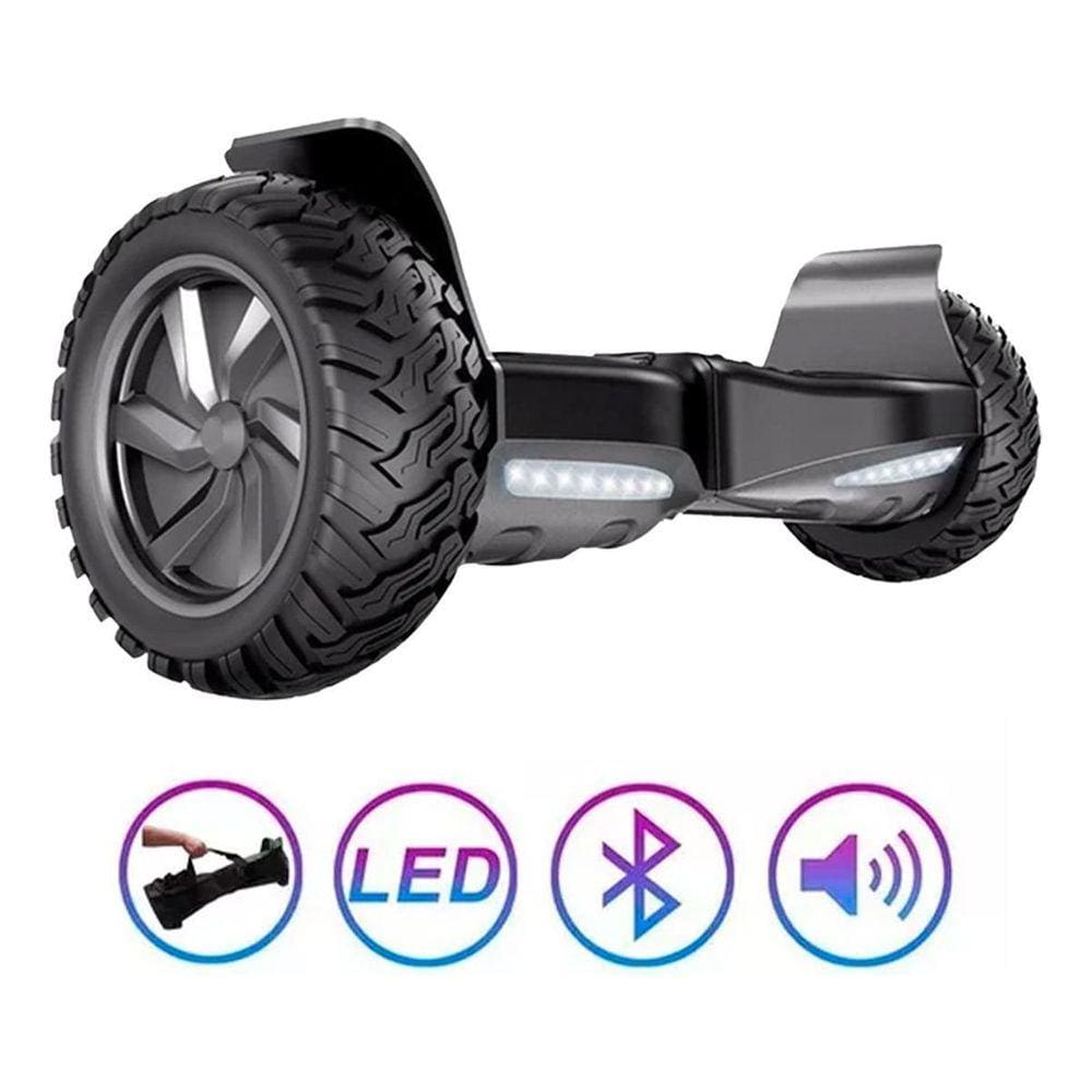 Hoverboard Skate Elétrico 8.5 Offroad Led Bluetooth Preto