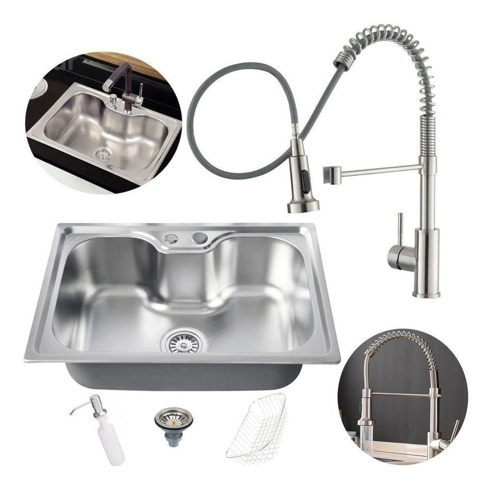 Cuba Cozinha Aço Inox Acessórios 50X40 Torneira Flexivel