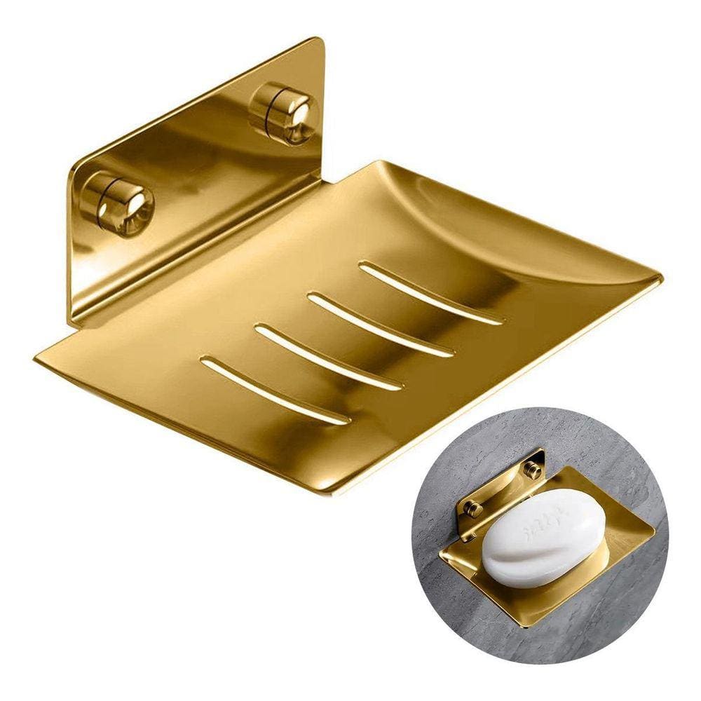 Saboneteira Dourada Banheiro Porta Sabonete Luxo Inox 304