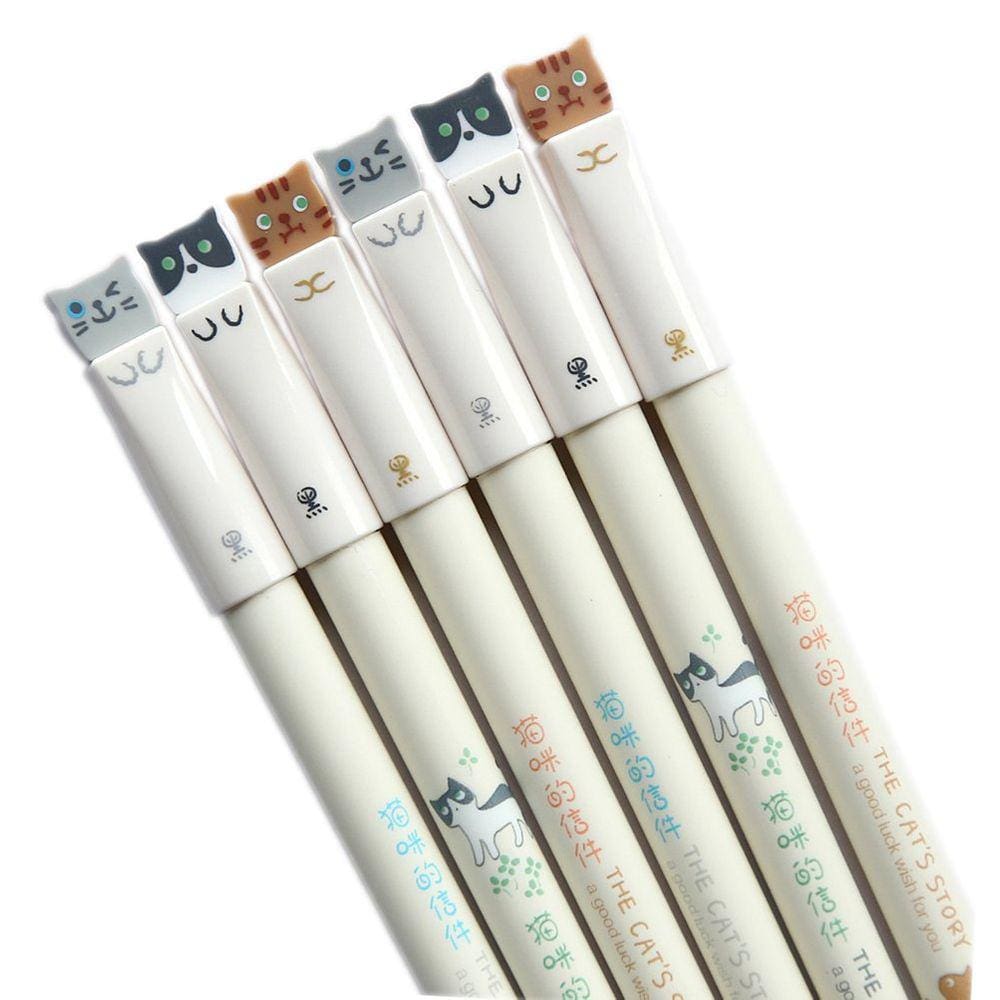 Canetas de gel GANSSIA Colorful Cats Design: 0,38 mm, tinta preta (6-Pa)