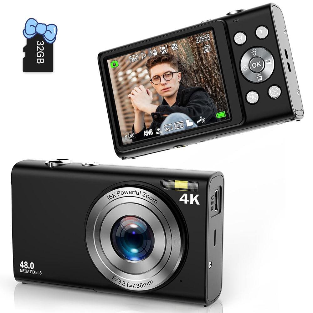 Câmera digital Anteam FHD 4K 48MP 16X Zoom com 32GB de memória
