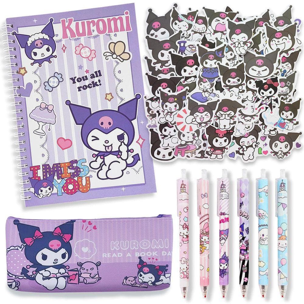 Conjunto de material escolar Koiswim Kawaii com diário, canetas e adesivo