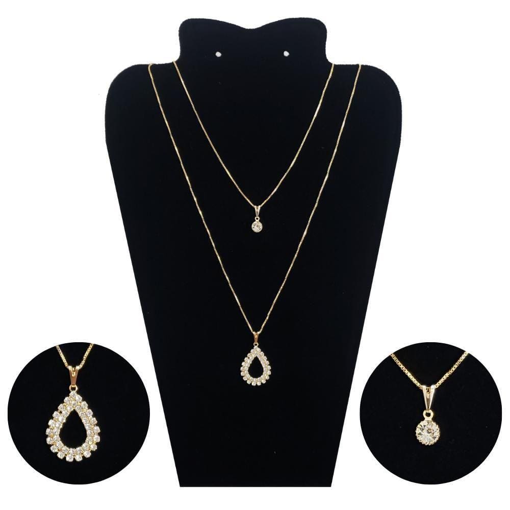 Colar Feminino Duplo Dourado Folheado A Ouro 18K Gota