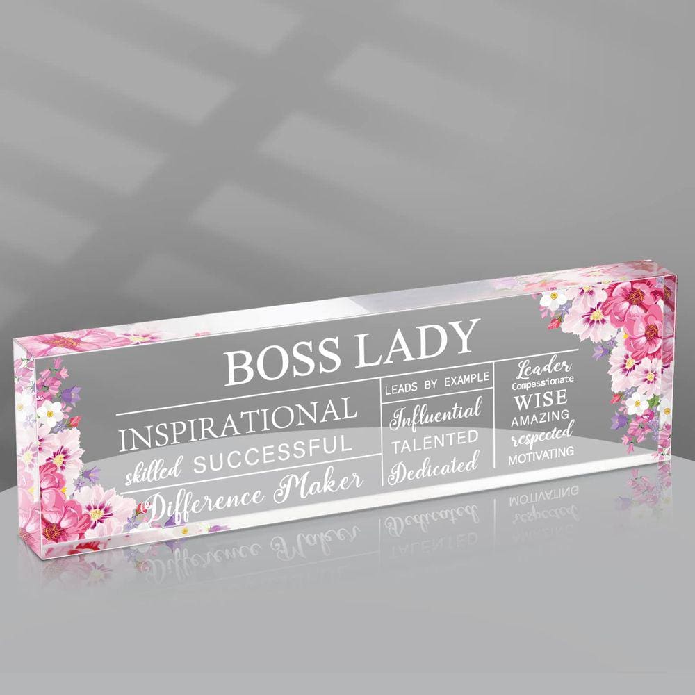 Decoração de escritório decorativa em acrílico Boss Lady de 20 cm para mulheres