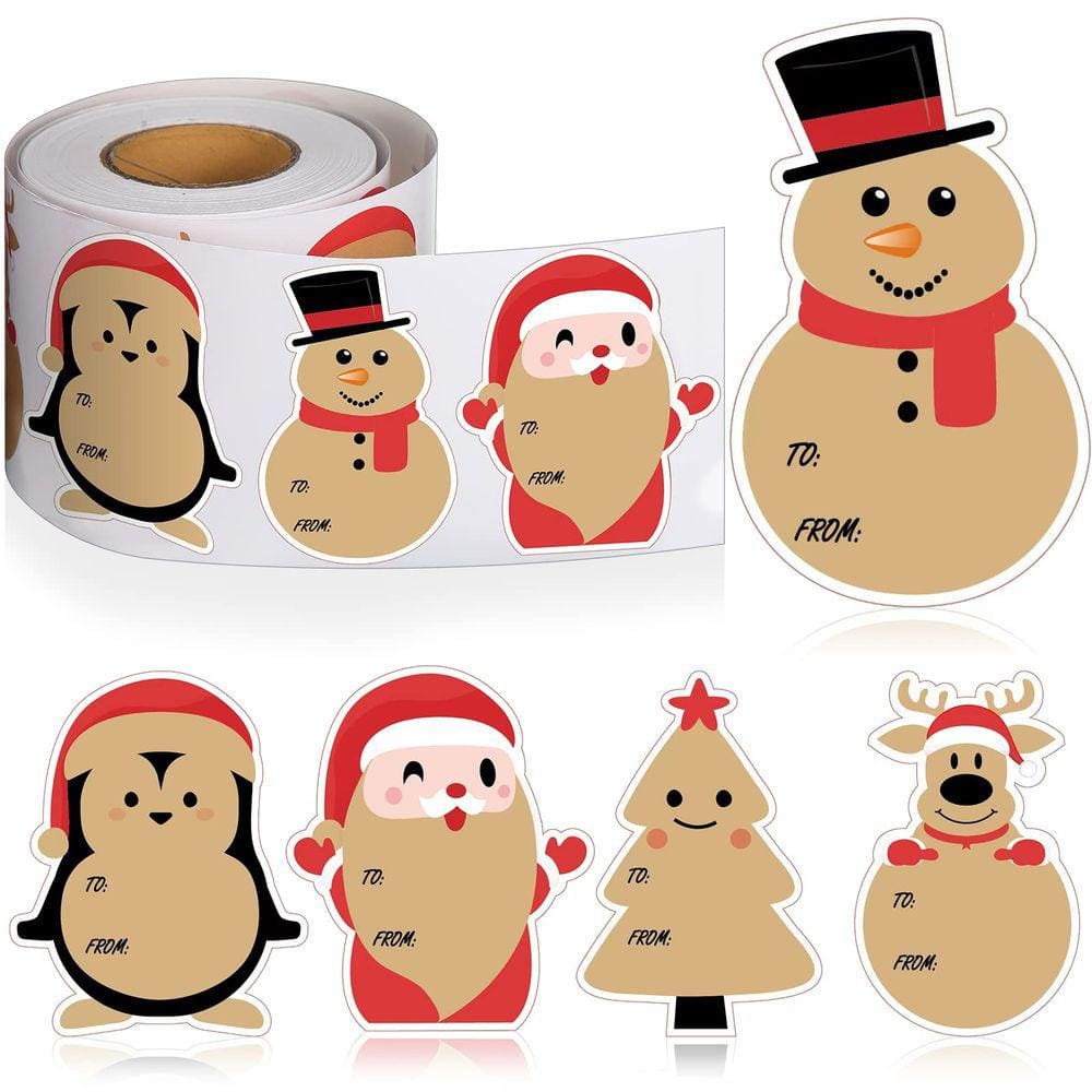Adesivos Kraft de Natal Yexiya Cute Snowman 500 unidades