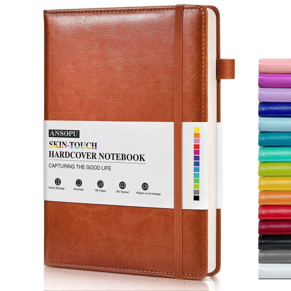 Caderno de jornal Ansopu A5 100gsm 160p, capa dura em couro