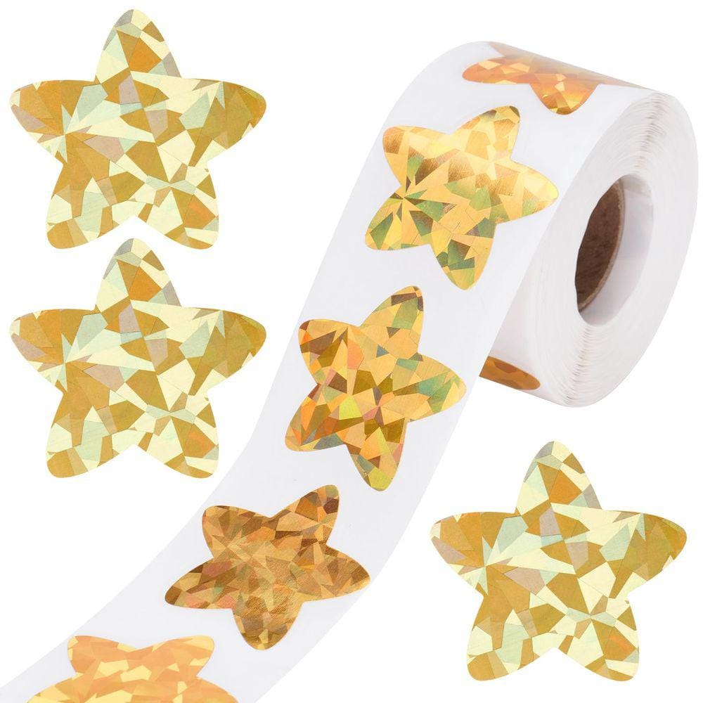 Adesivos estelares Anwyll Holographic Gold, 500 unidades, 3,8 cm, autoadesivos