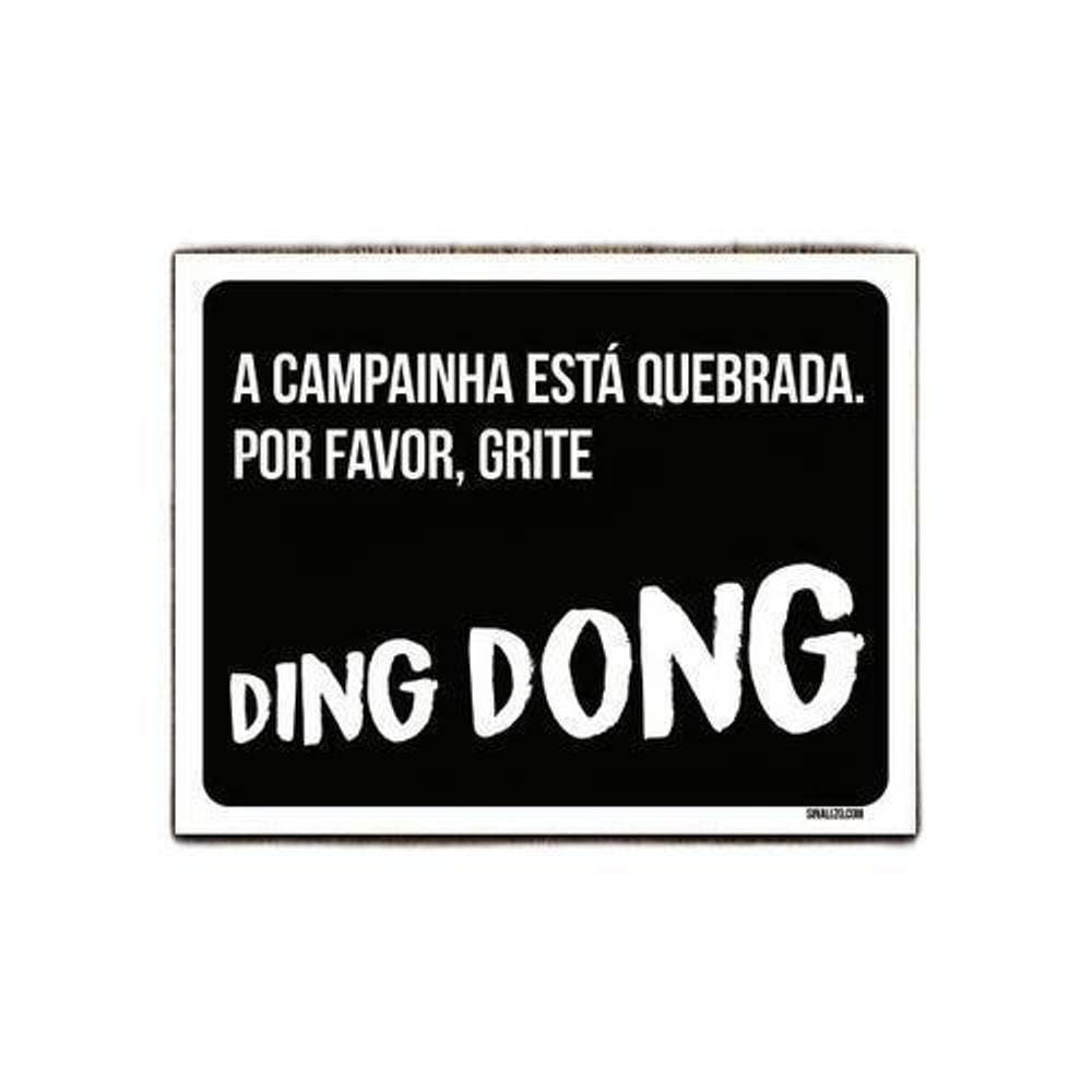 Kit 5 Placas Decorativa - Campainha Quebrada Grite Ding Dong