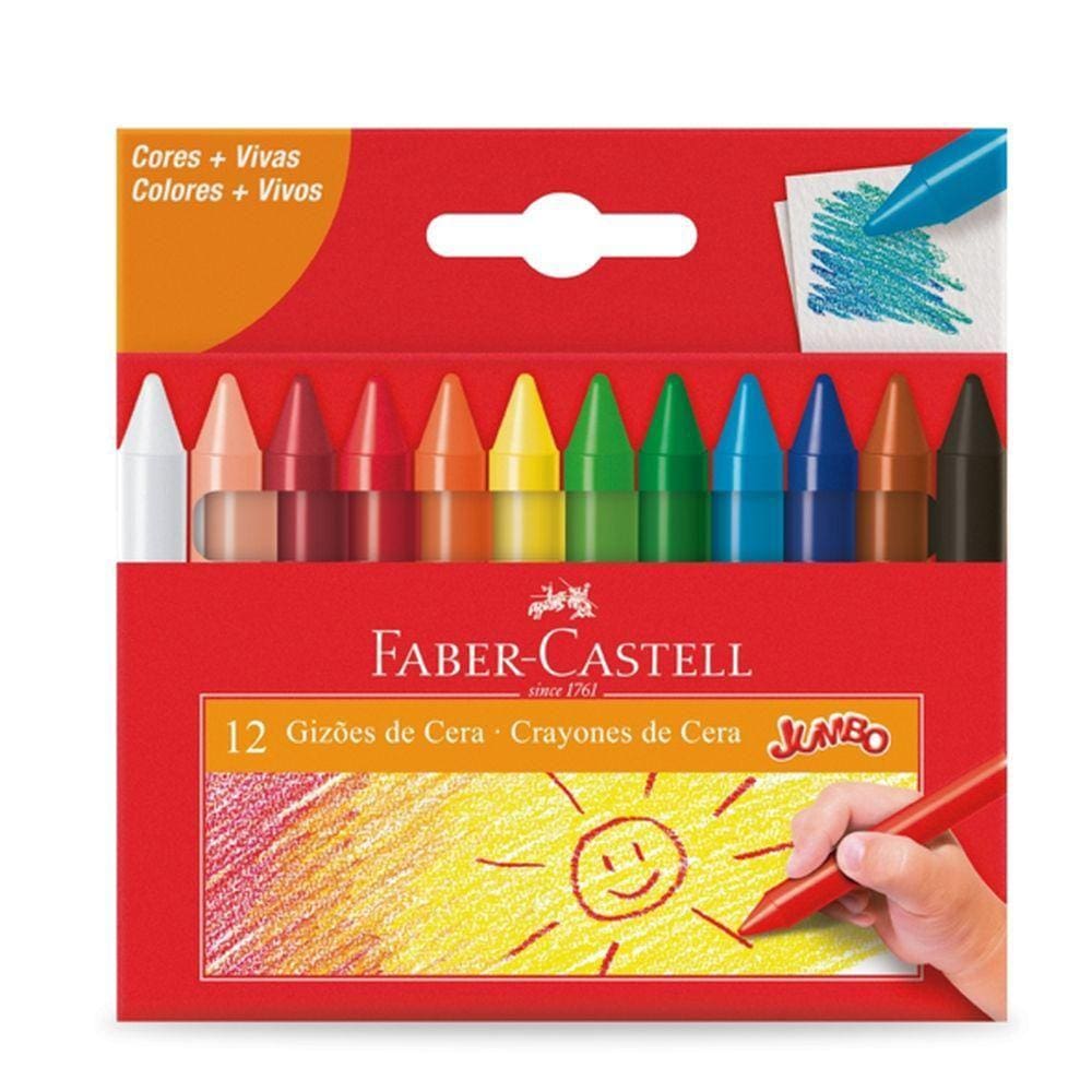 Giz de Cera Jumbo 12 Cores + Vivas - Faber Castell