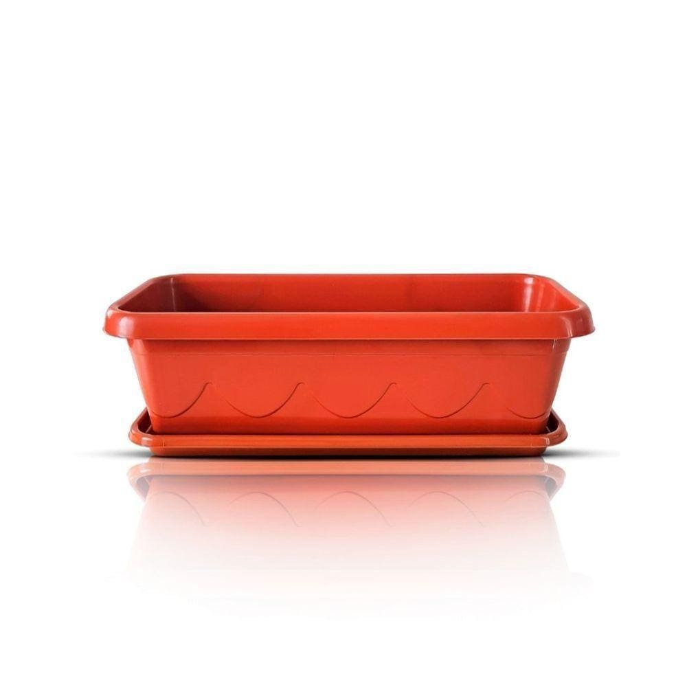 Vaso Floreira Plástico Com Prato 35cm Cerâmica