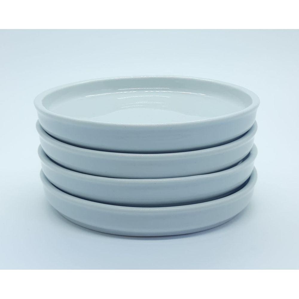 Jogo 4 pratos para Servir lanche - Porcelana Branca