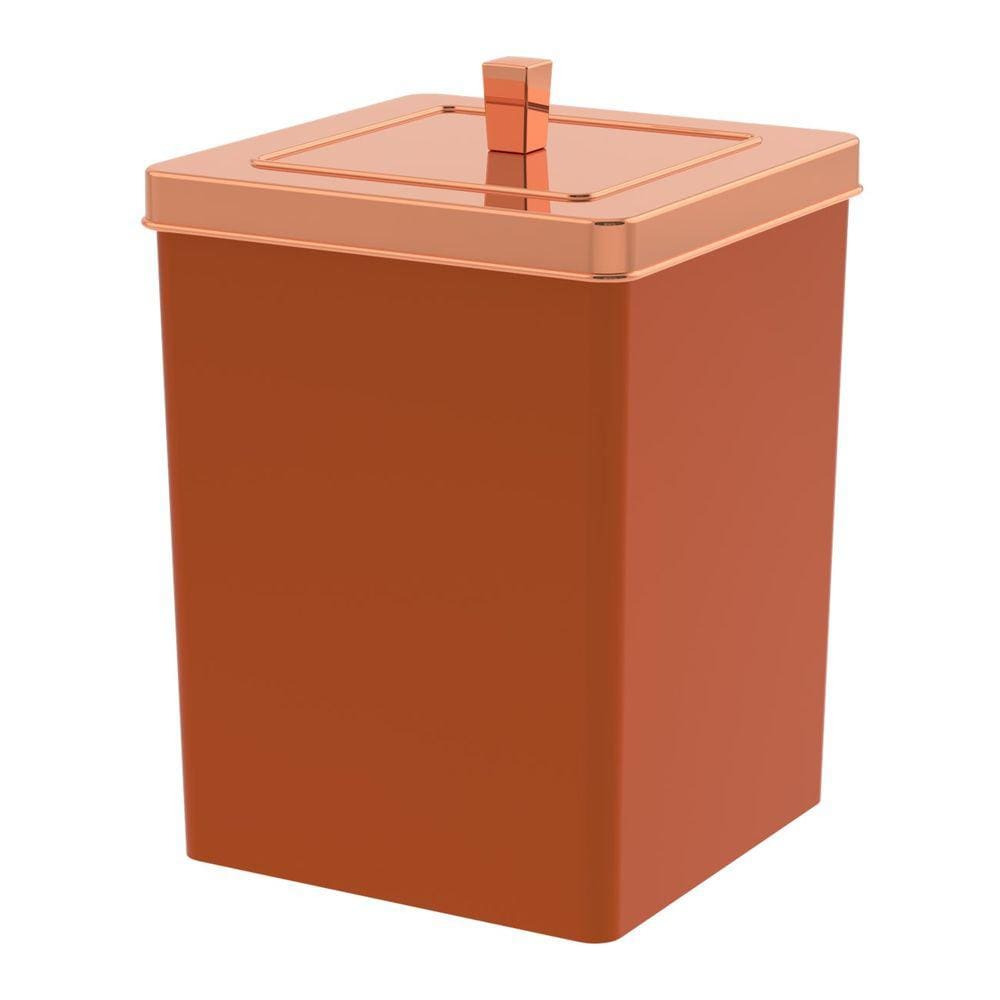 Lixeira Quadrada 6,5 Litros Cesto De Lixo Rose Gold Para Banheiro Pia Cozinha - 530RG Future