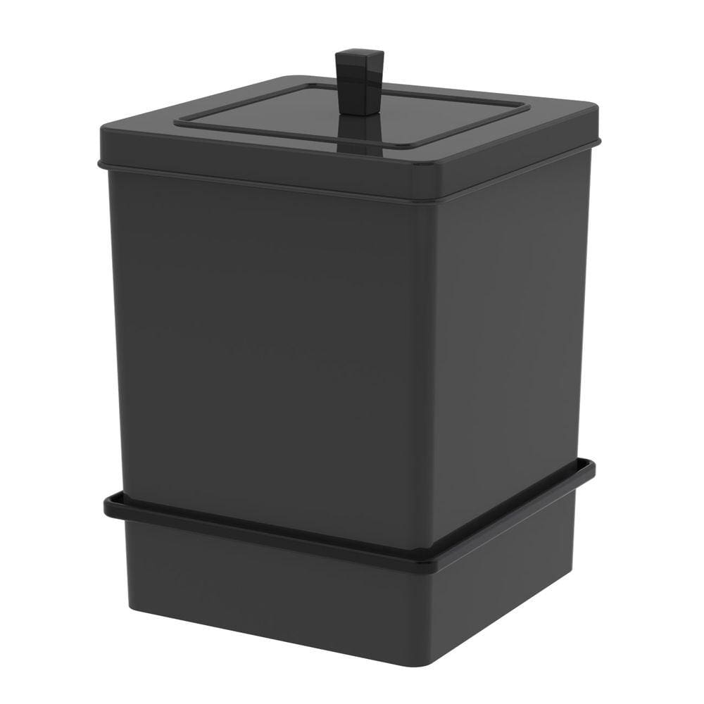 Lixeira 6,5L Tampa Quadrada Com Suporte Ventosa Cesto De Lixo Preto - 8065PT Future