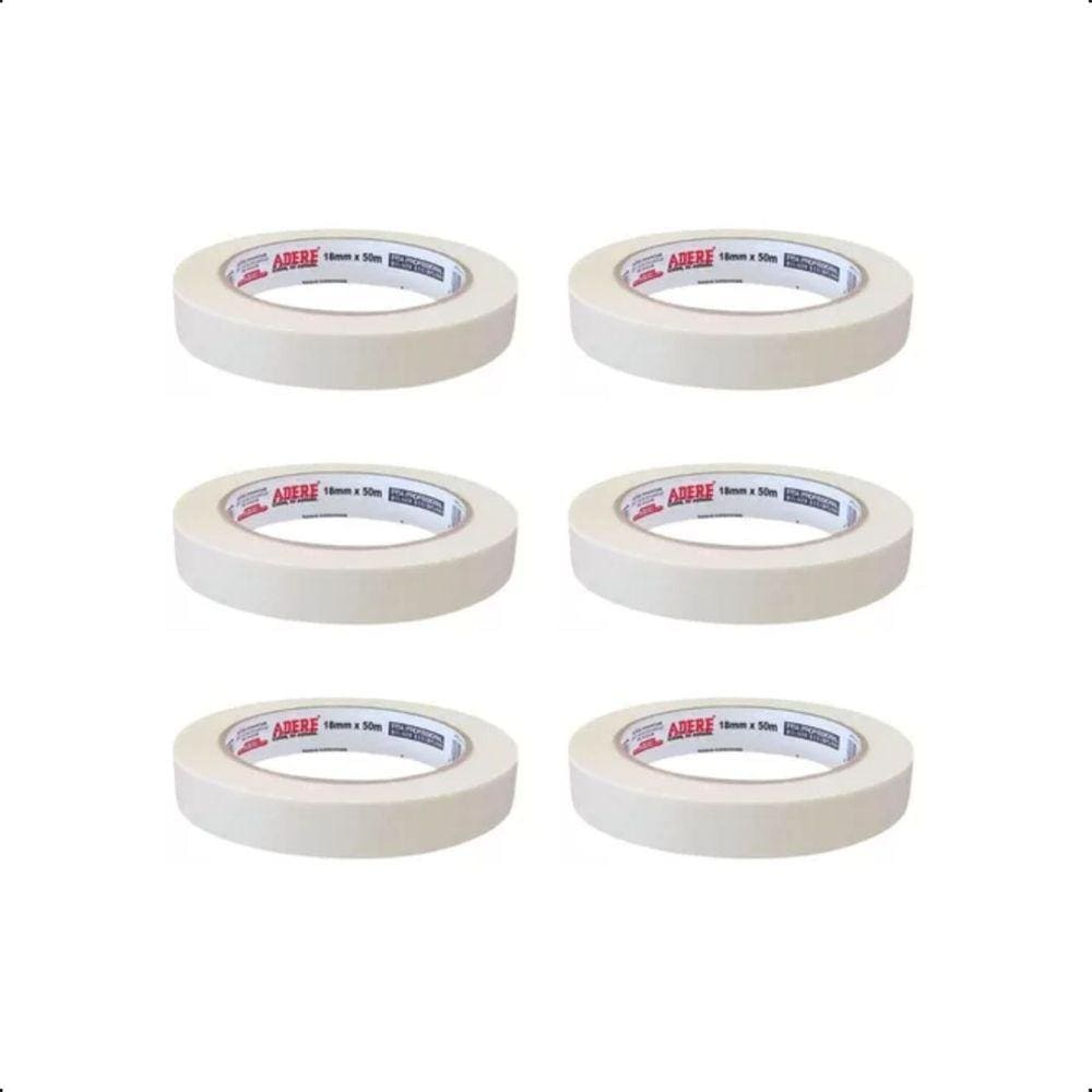 Kit 6 Fita Crepe Uso Geral Adere 423 18X50