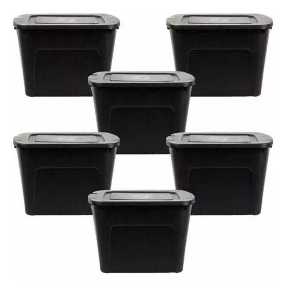 Kit 6 Caixas Organizadoras Ecobox 80L Preta