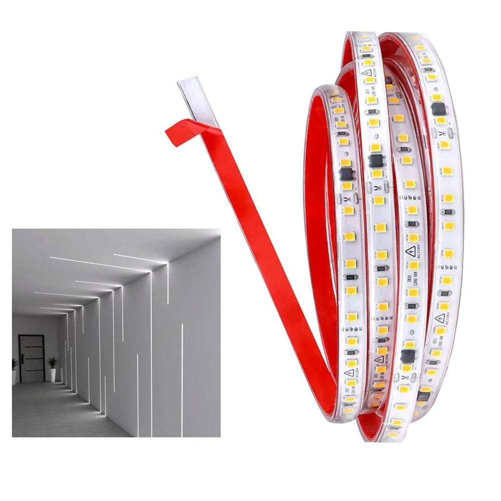 Fita Led SMD 6500K 3 Metros 127V Fita Dupla Face Plug Conector Perfil Gesso Sanca Sala Recepçao Ambiente Interno Externo