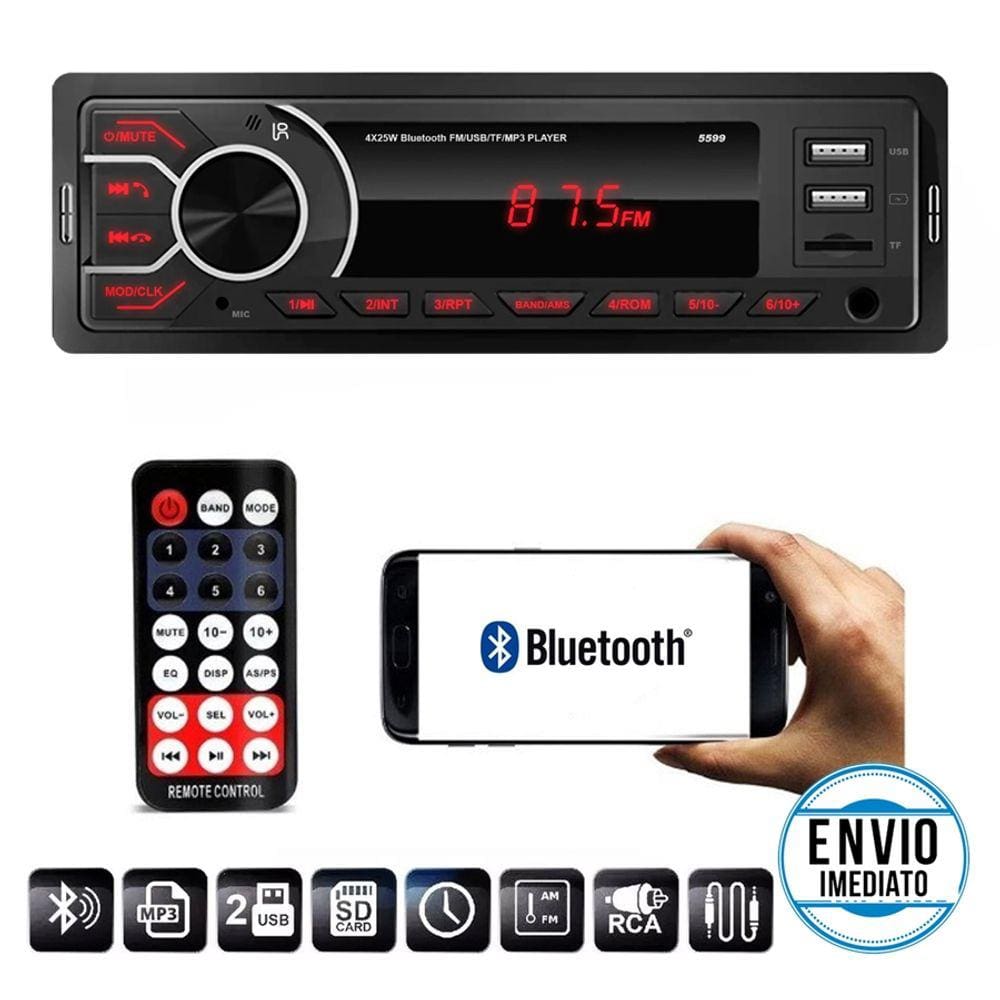 Som Automotivo MP3 Bluetooth 4 X 25W RMS M-5599 - First Option