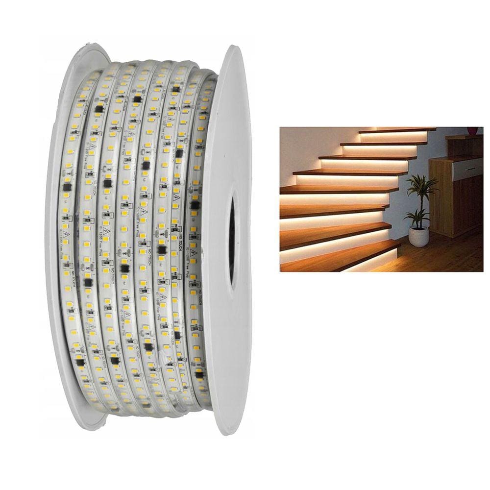 Fita LED SMD 3000K 127V 100 Metros Perfil Fita Dupla Face Plug Conector Sanca Gesso Recepçao