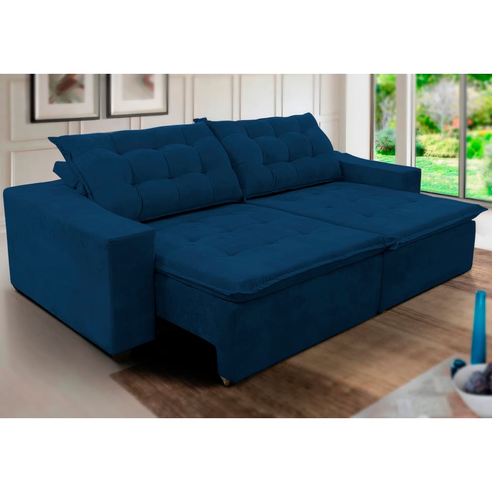 Sofá Amazonas 2,50 metros Retrátil com Molas Suede Veludo Light  - Sofá na Web