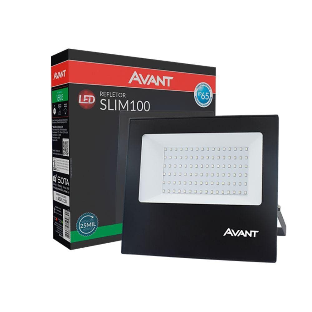 Refletor Led Avant 100w Luz Verde Bivolt Preto