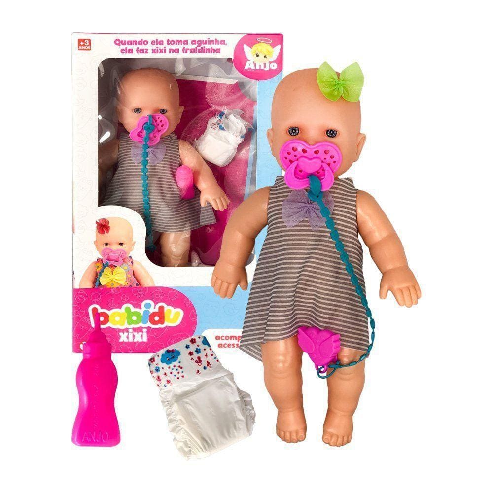 Boneca Babidu Faz Xixi Fralda Quando Bebe água E Acessórios