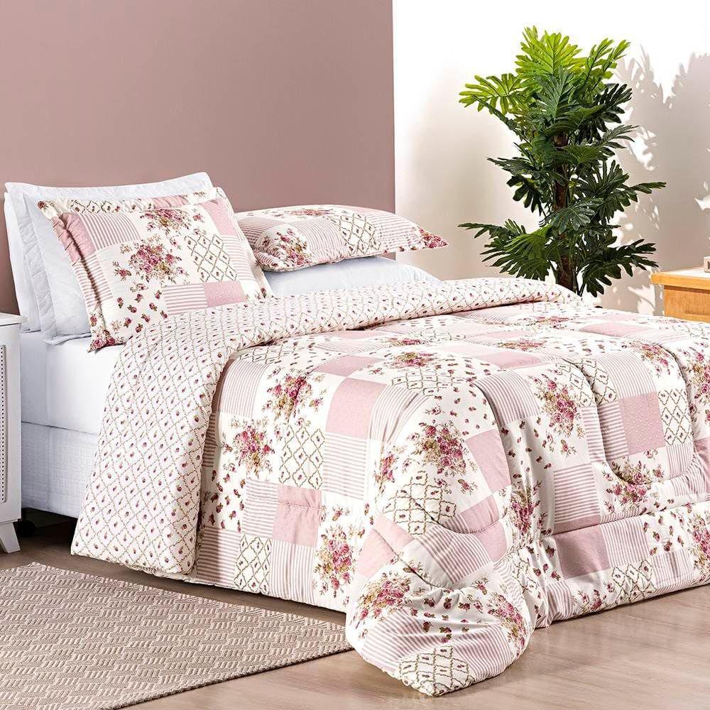 Edredom King Bouti Dupla Face 3 Peças - Rosa Matura