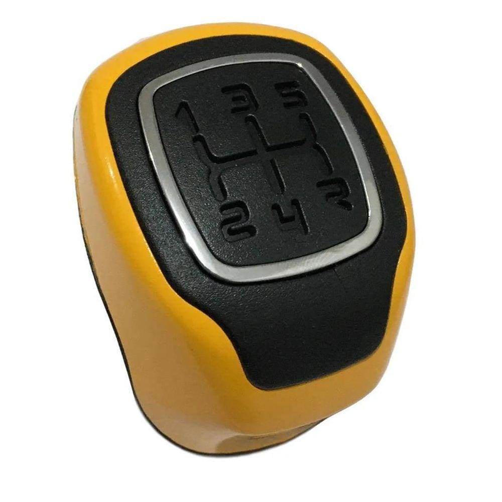 Manopla Cambio Fiat Preto Amarelo Anel Cromado