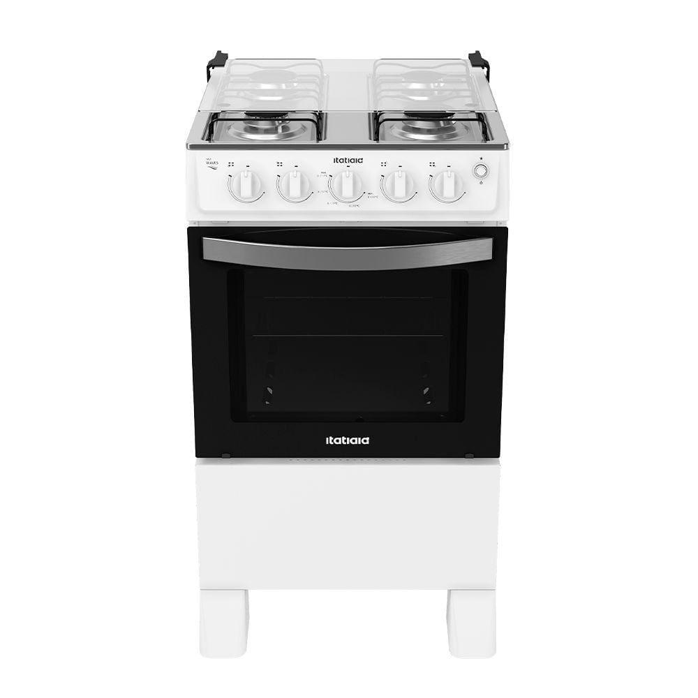 Fogão 4 Bocas à Gás Itatiaia Waves New Acendimento Automático e Forno Limpa Fácil Branco Bivolt