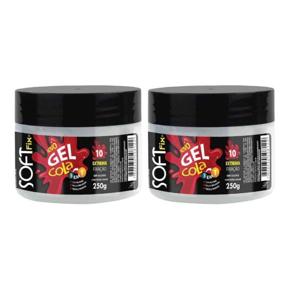 Gel Cola Fixador Softfix Branco 240G - Kit Com 2Un