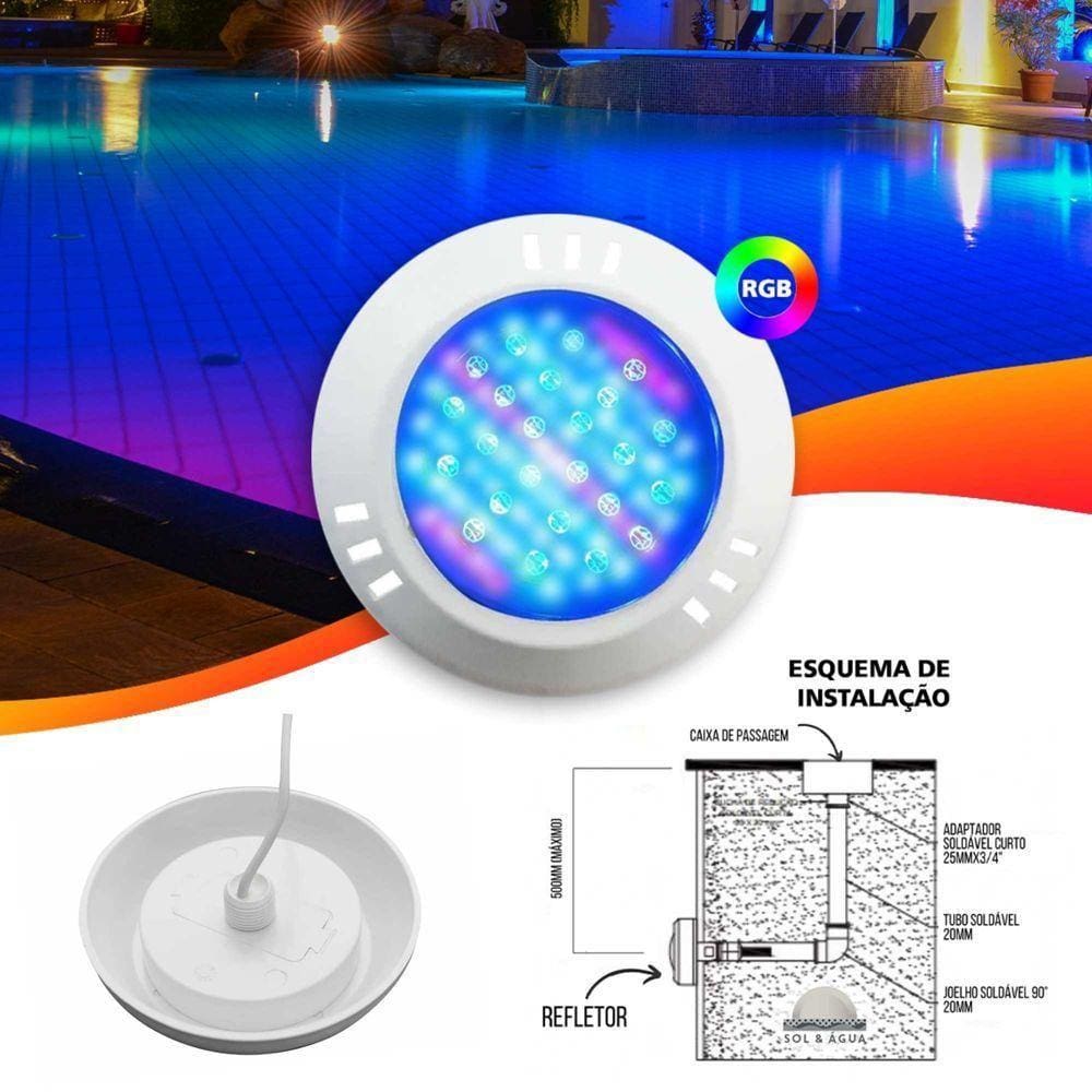Refletor Luminária Para Piscina Power Led 5w Abs Multicolori