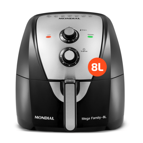 Fritadeira Elétrica Sem Óleo Air Fryer Mondial Mega Family AFN-80-BI 8L – Preta/Inox