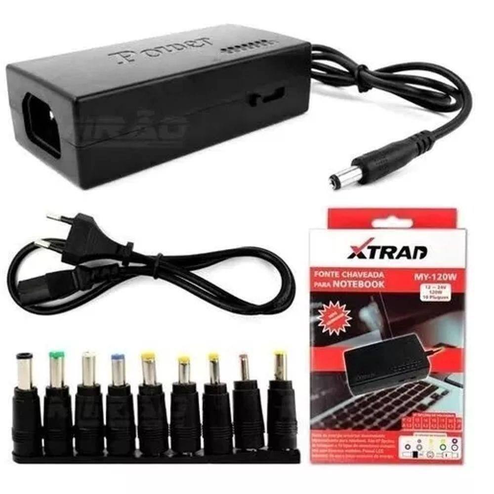 Fonte Bivolt Chaveada Universal Para Notebook 10 Plugue 120w