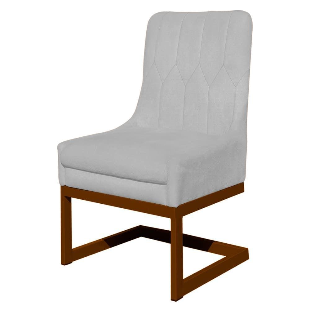 Cadeira Valentina Para Cozinha Base Cobre Suede Branco - Vallisa Decor