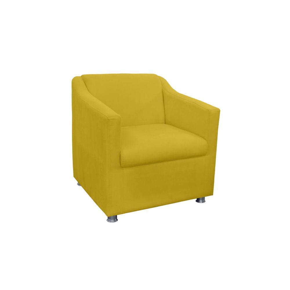 Poltrona Decorativa Tilla Suede Amarelo - Vallisa Decor