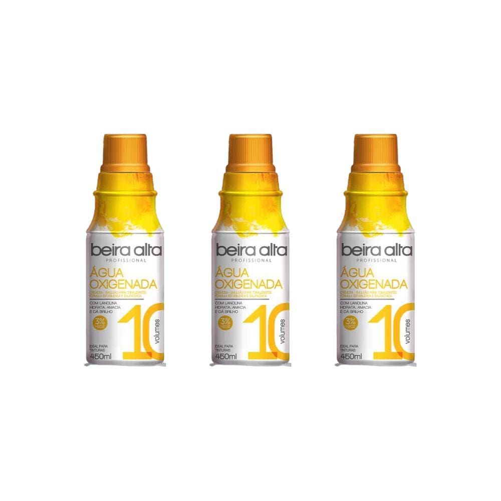 Agua Oxigenada Beira Alta 450ml 10 Volumes-Kit C/3un