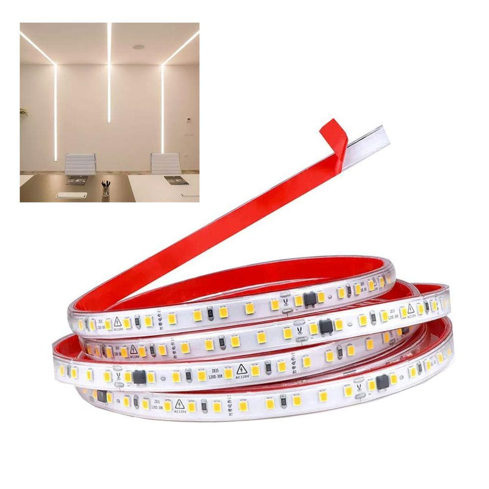 Fita de Led SMD 6500K 127V 3 Metros Plug Conector Fita Dupla Face Perfil Teto Rebaixado