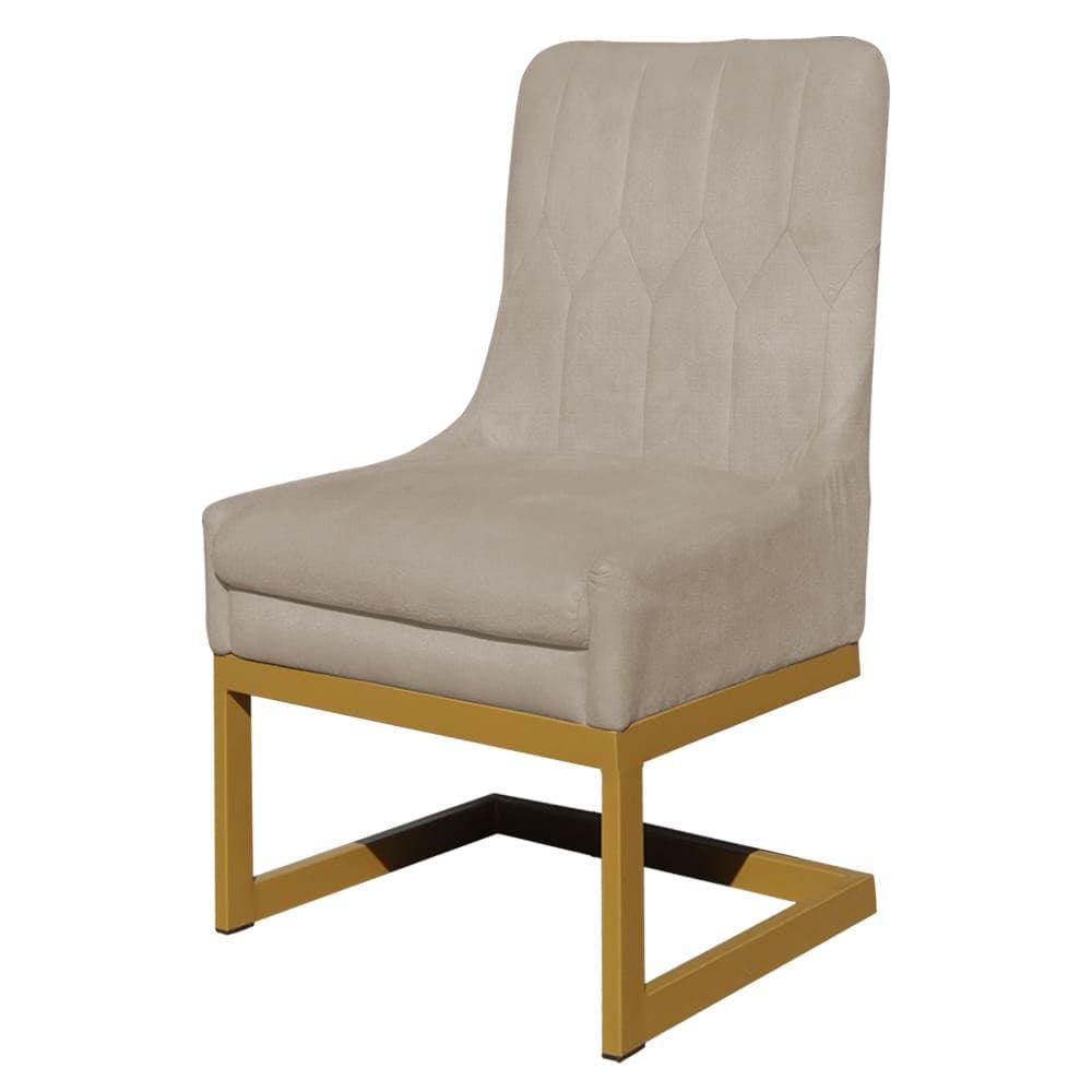 Cadeira Valentina Para Cozinha Base Dourada Suede Bege - Vallisa Decor
