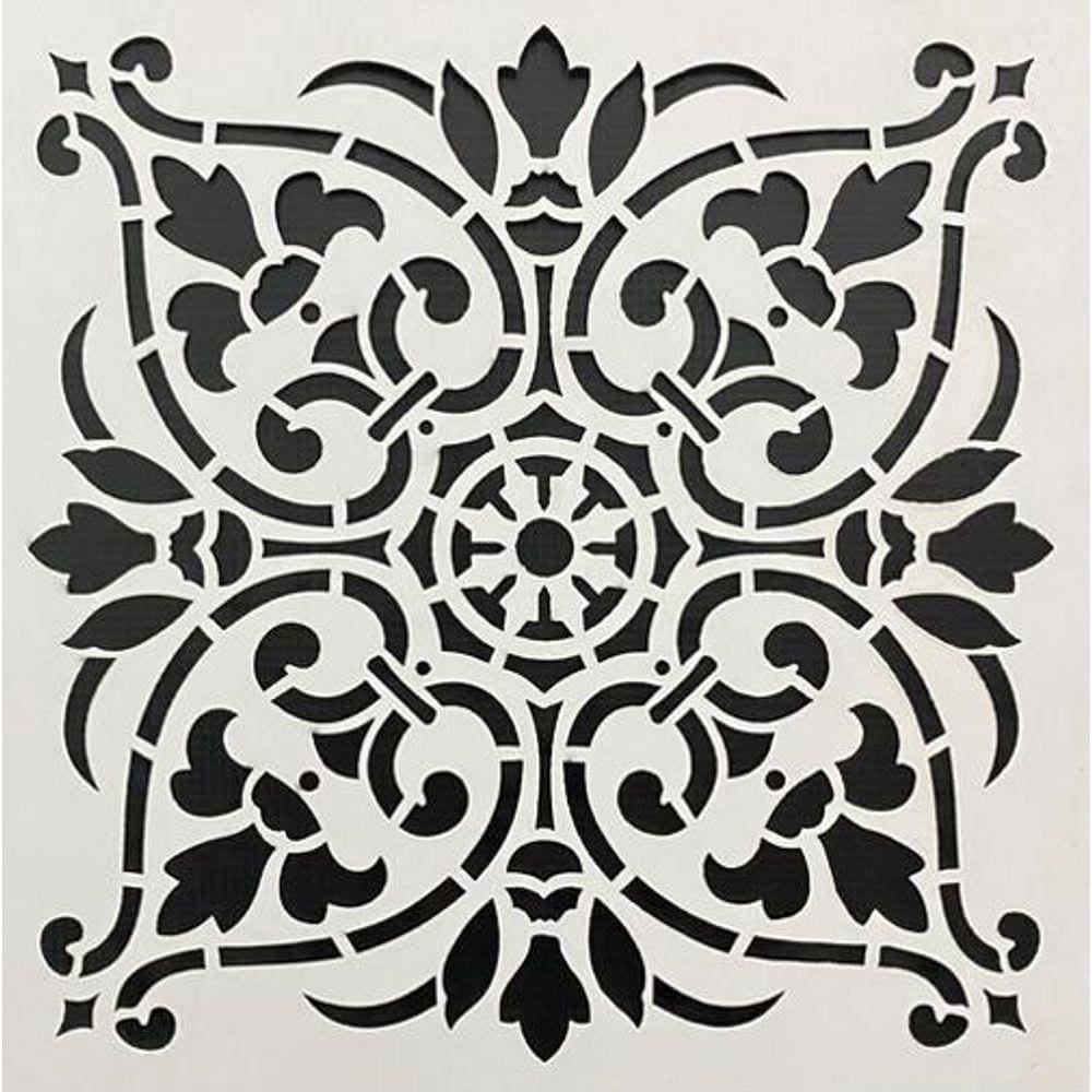 Stencil De Parede Mandala Portuguesa Revestimento 3D Pratico