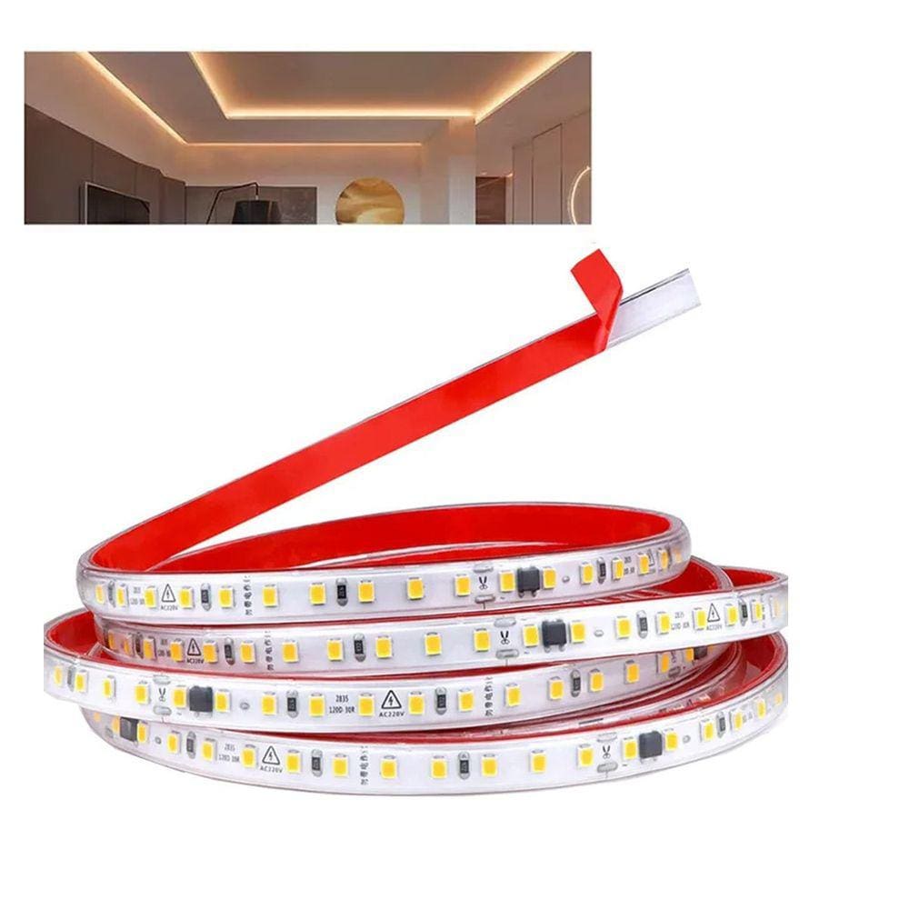 Fita Led 3000K SMD 3 Metros 127V Plug Conector Fita Dupla Face Perfil Recepçao Gesso Sanca