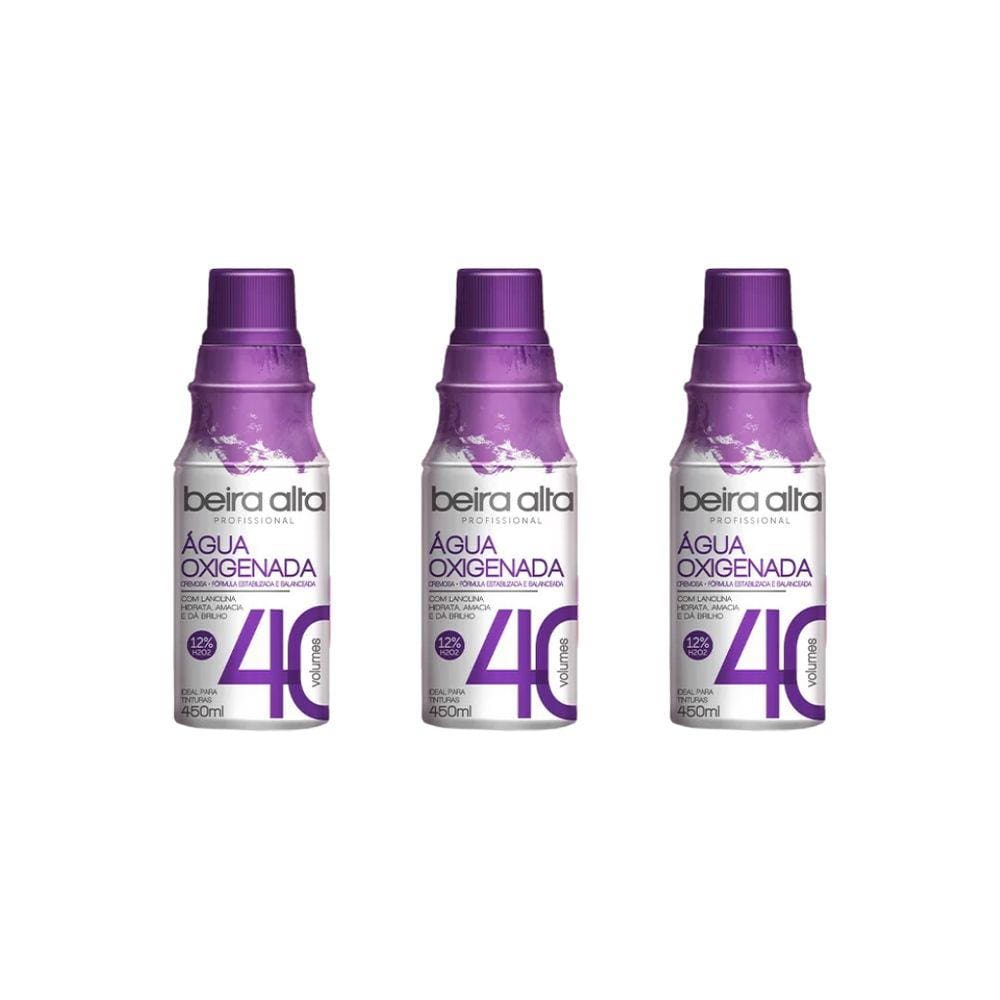 Agua Oxigenada Beira Alta 450ml 40 Volumes-Kit C/3un