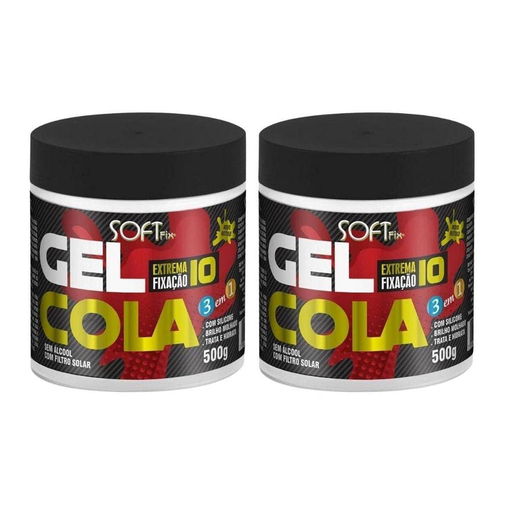 Gel Cola Fixador Softfix Branco 500G - Kit Com 2Un