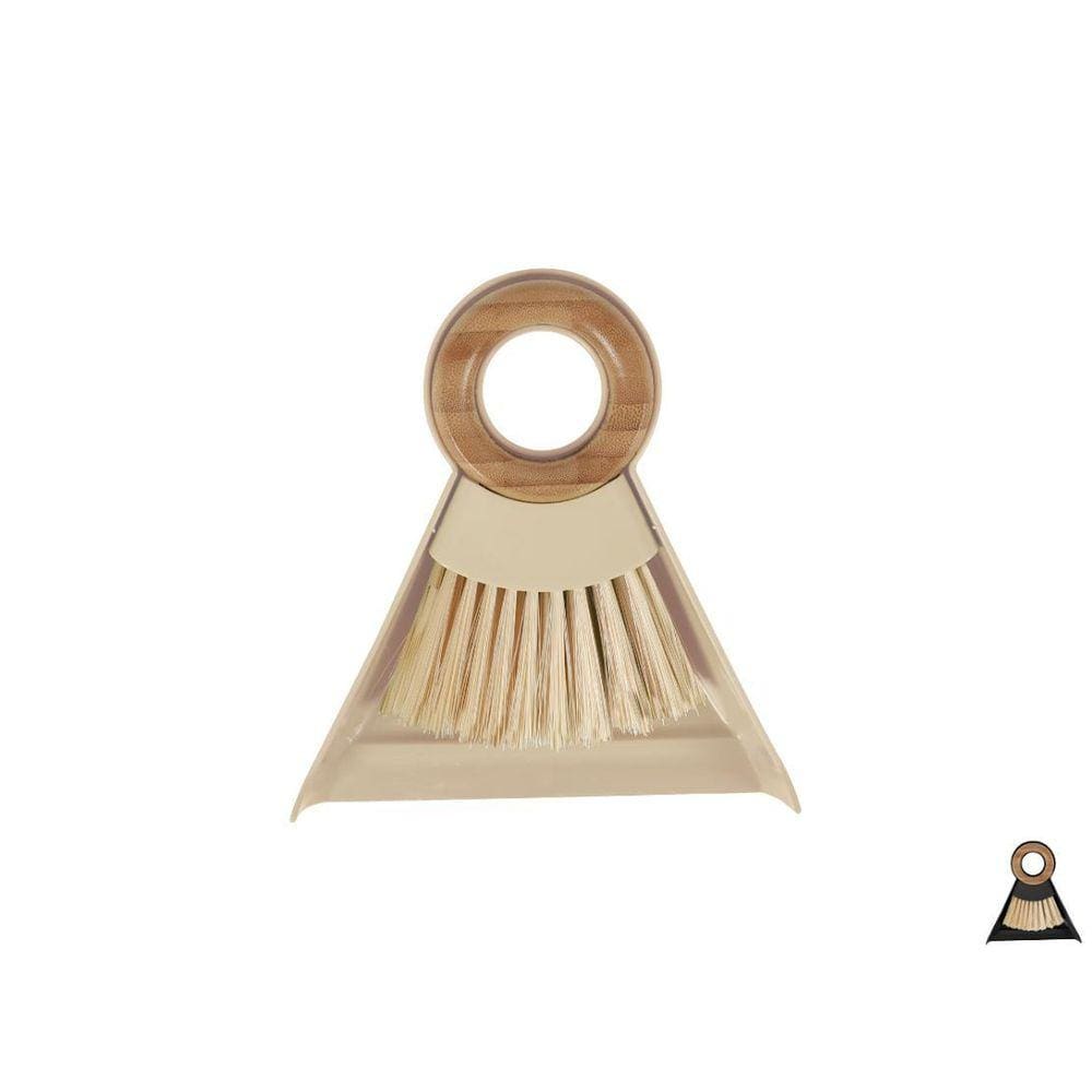 Kit Vasourinha Escova Pá De Lixo Limpeza Em Bambu Natural