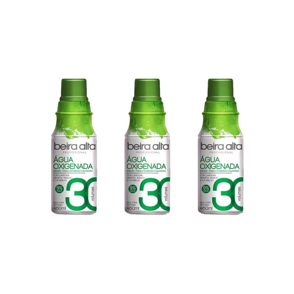 Agua Oxigenada Beira Alta 450ml 30 Volumes-Kit C/3un