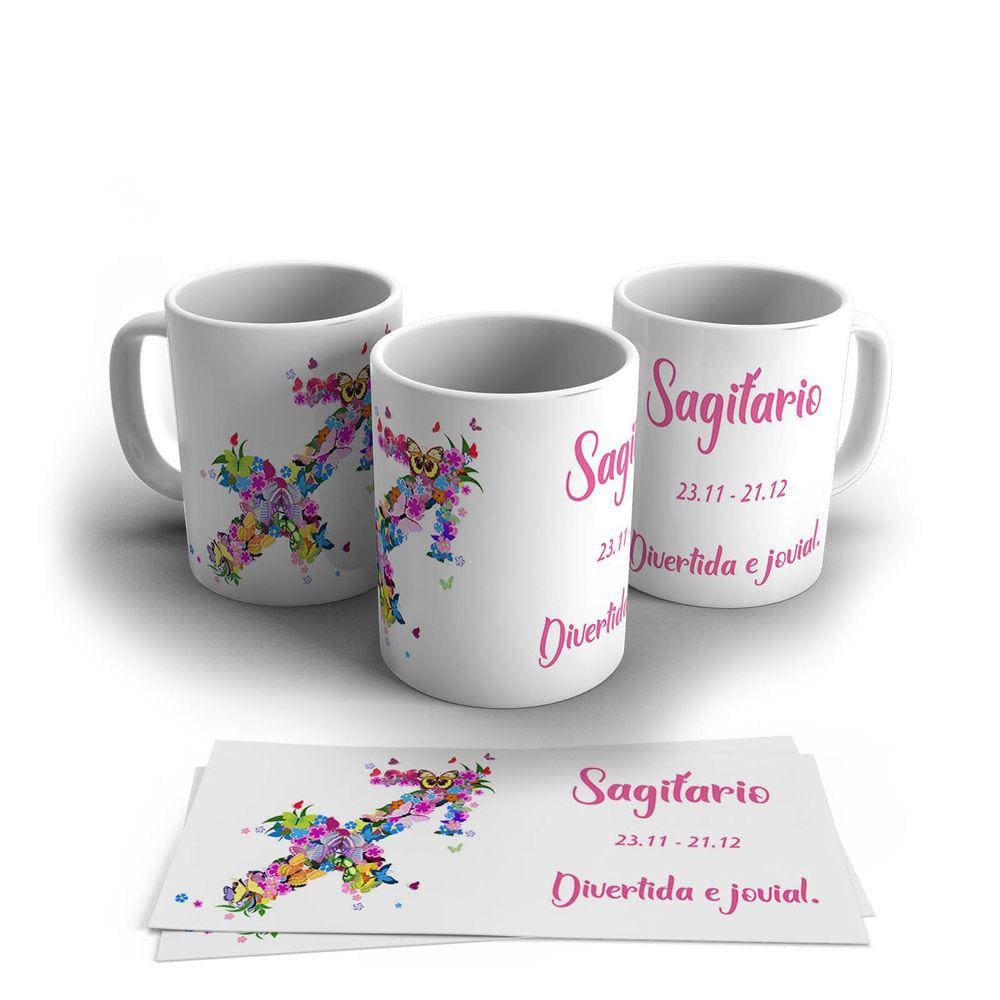 Caneca Personalizada Cerâmica Signo Sagitário 325ml